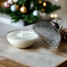 Load image into Gallery viewer, 4 inch glass two piece ornament candle