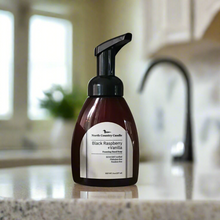 Load image into Gallery viewer, 8 oz Foaming Had Soap with black pump scented Black Raspberry + Vanilla