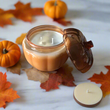 Load image into Gallery viewer, Glass Pumpkin Jar with soy wax