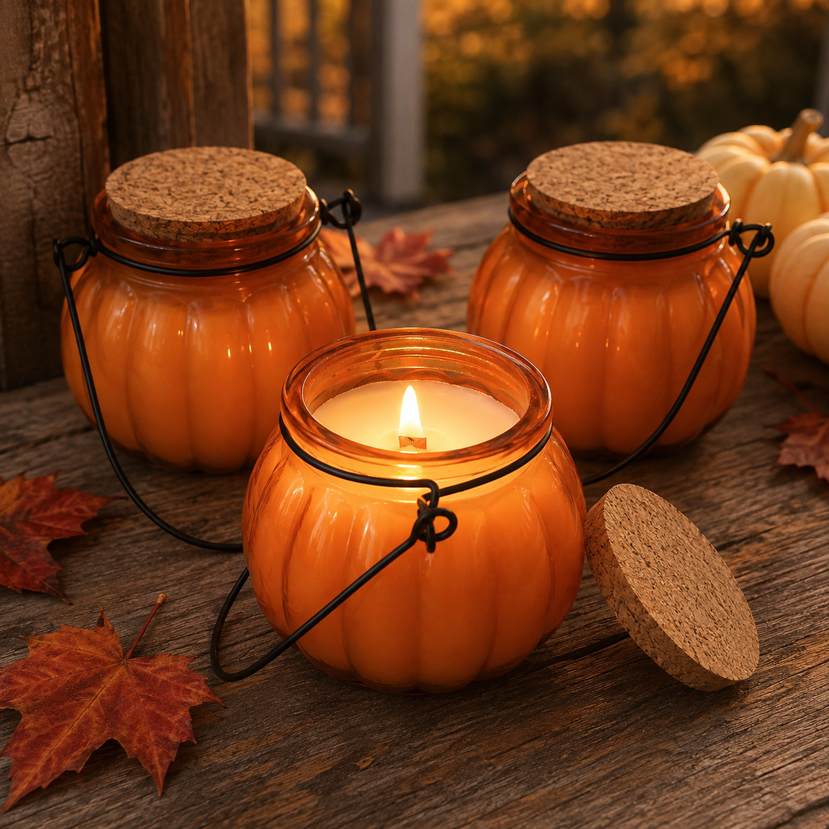 Orange Pumpkin Lantern Candle – Soy Wax | Spiced Chai & Vanilla