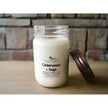 12 oz Soy Wax Candle scented with Cedarwood + Sage. Copper Mason jar lid and cotton wick.