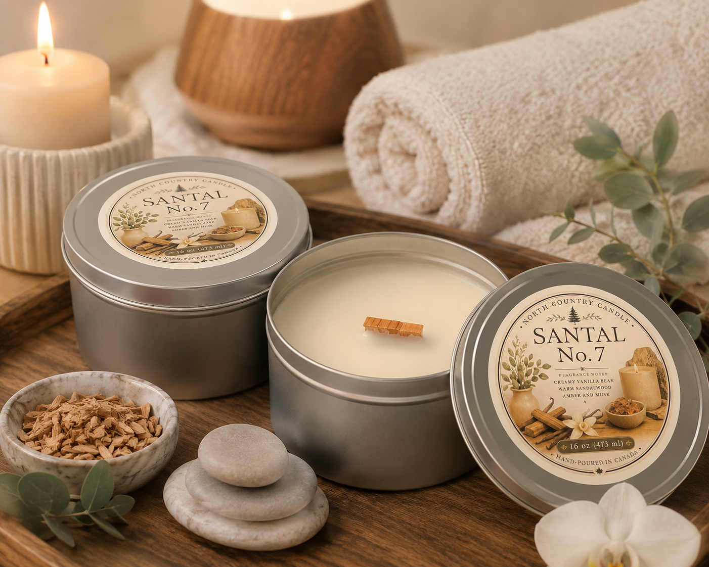 16 oz Silver Wood Wick Candle Tins