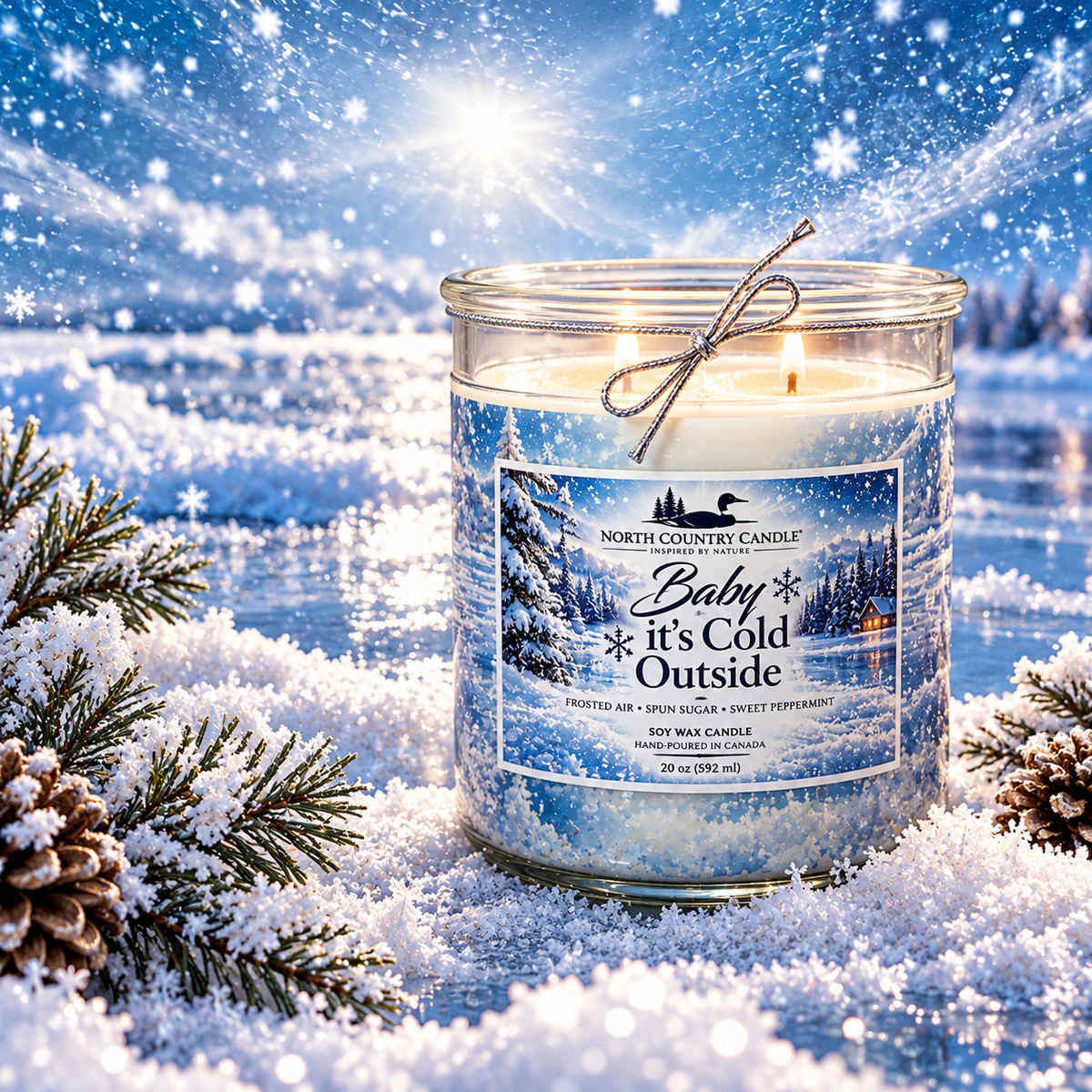 Baby it's Cold Outside - 20 oz Christmas Soy Candle with Silver Mirror Lid