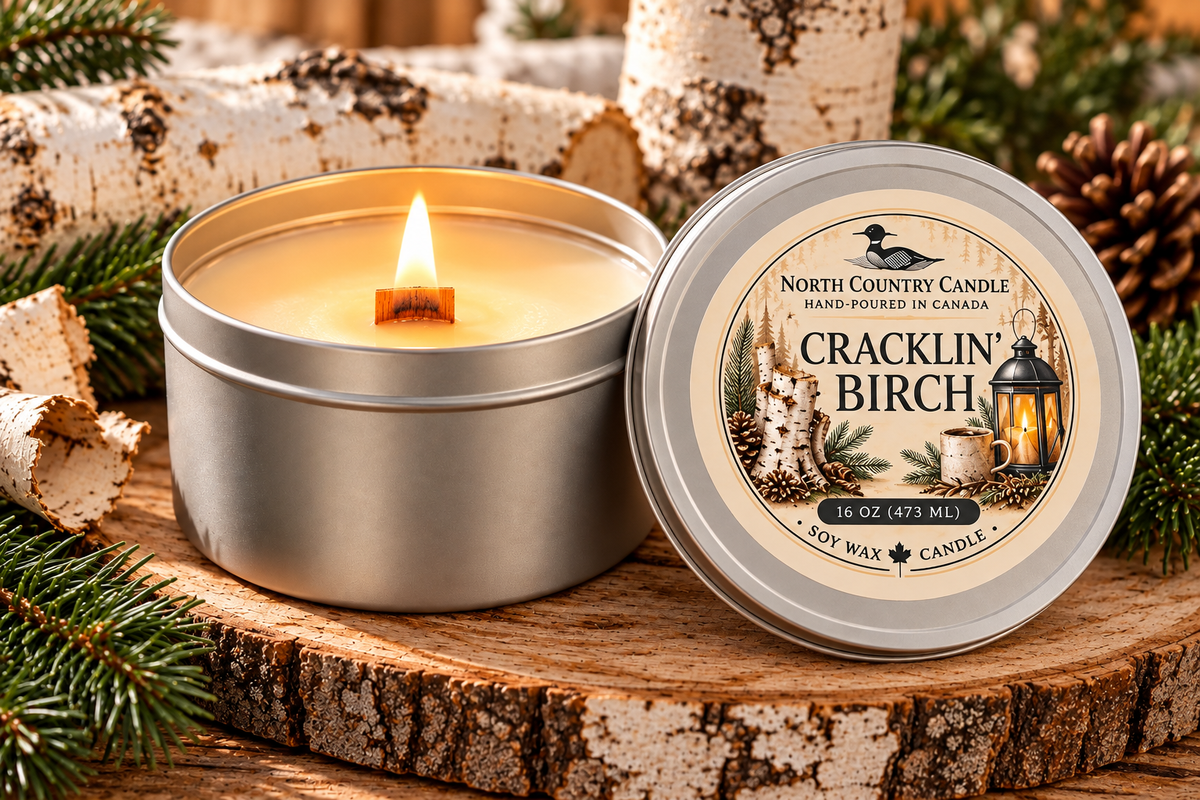 Cracklin’ Birch | Christmas Wood Wick 16 oz Silver Candle Tin