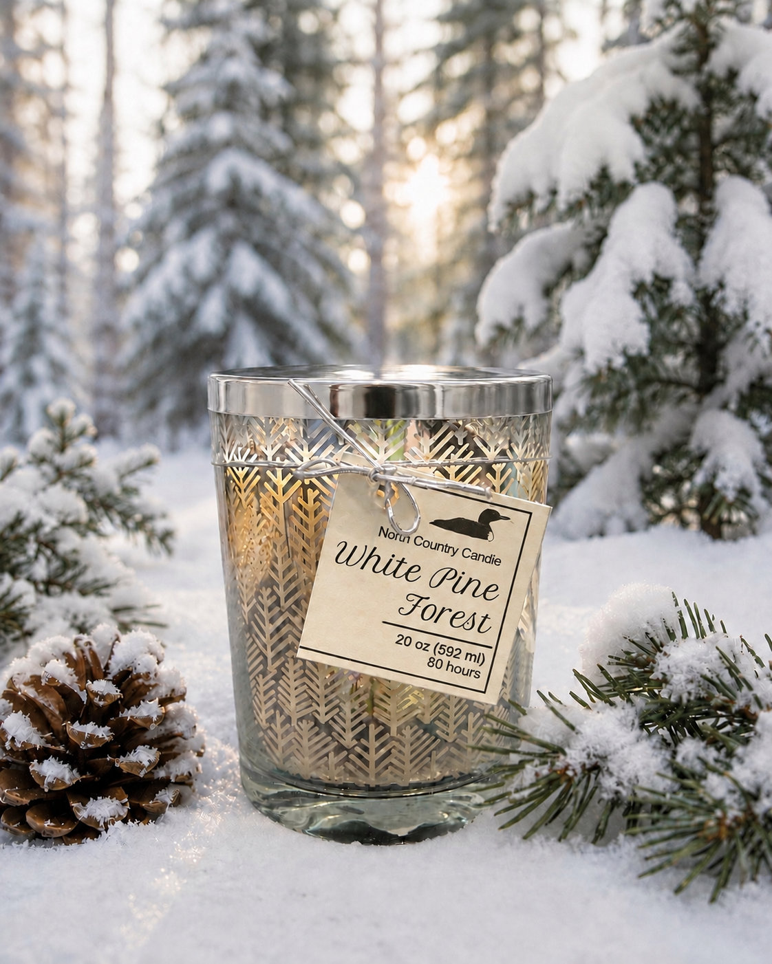 Silver Leaf Christmas 20 oz Soy Candles Silver Lid