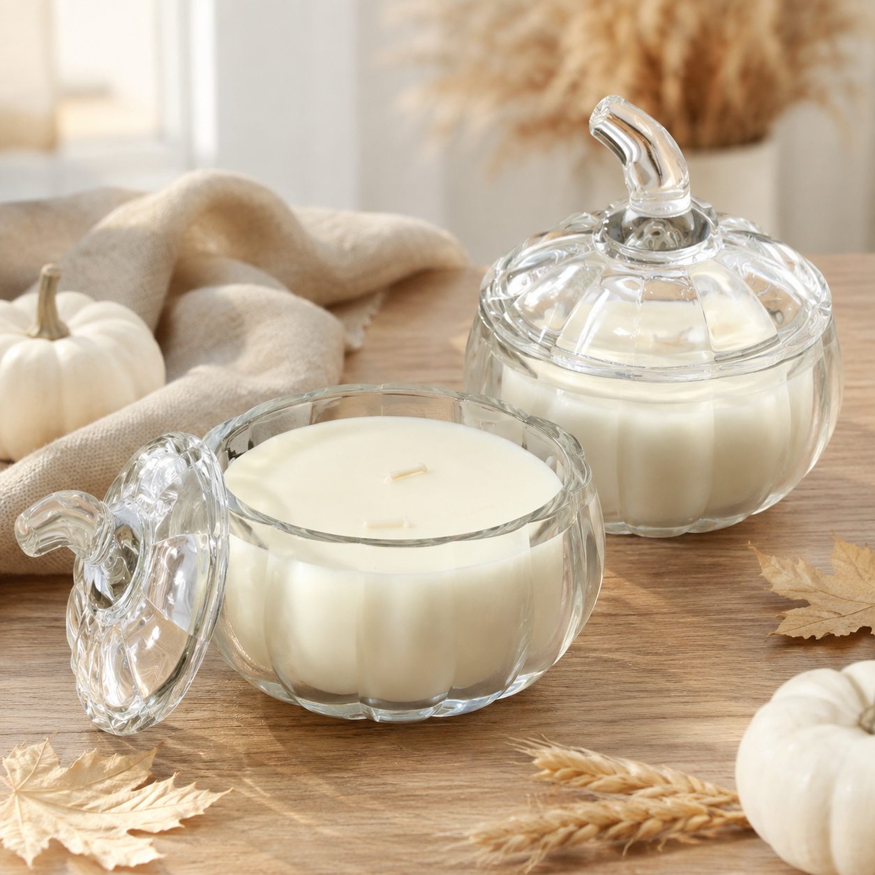 Glass Pumpkin Soy Wax Candle