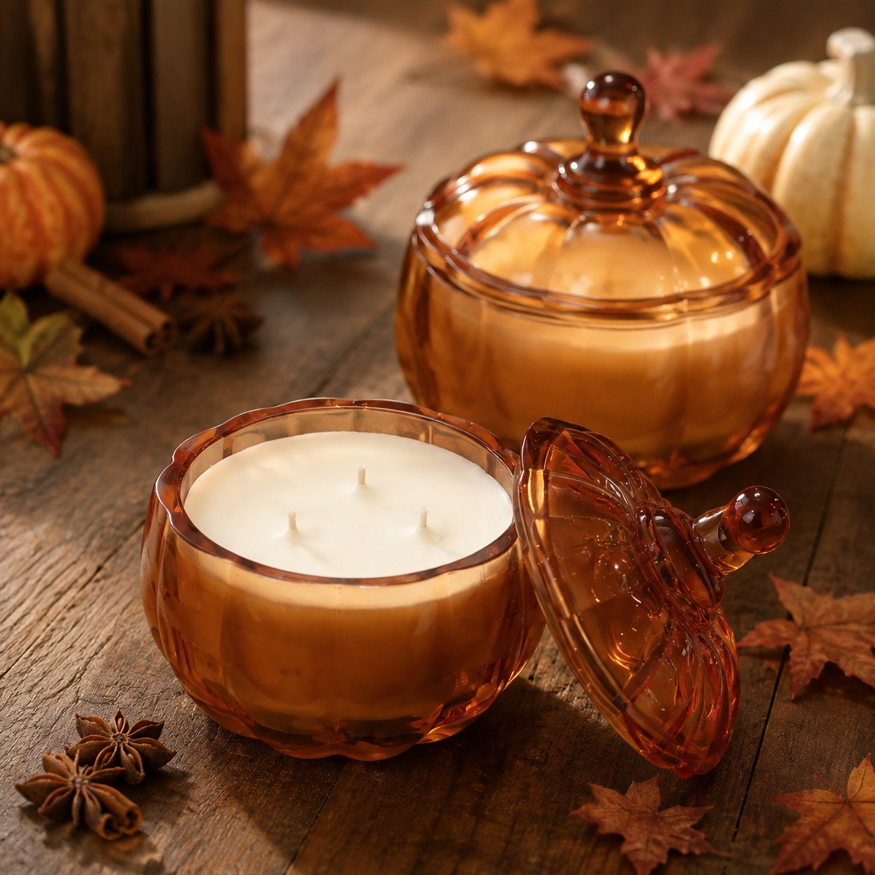 Orange Glass Pumpkin Soy Wax Candle