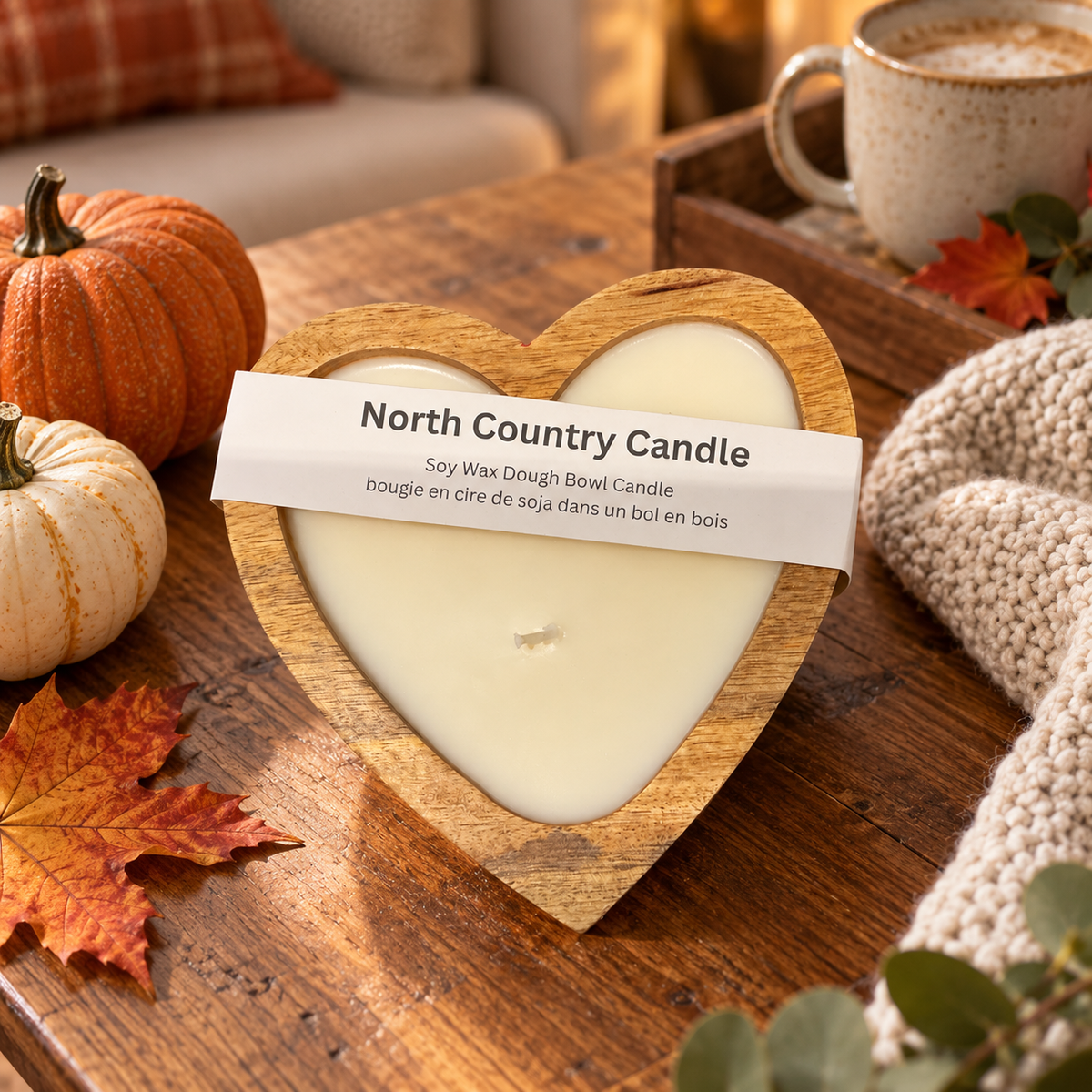 Pumpkin Chai - Sweetheart Mango Wood Dough Bowl Candle