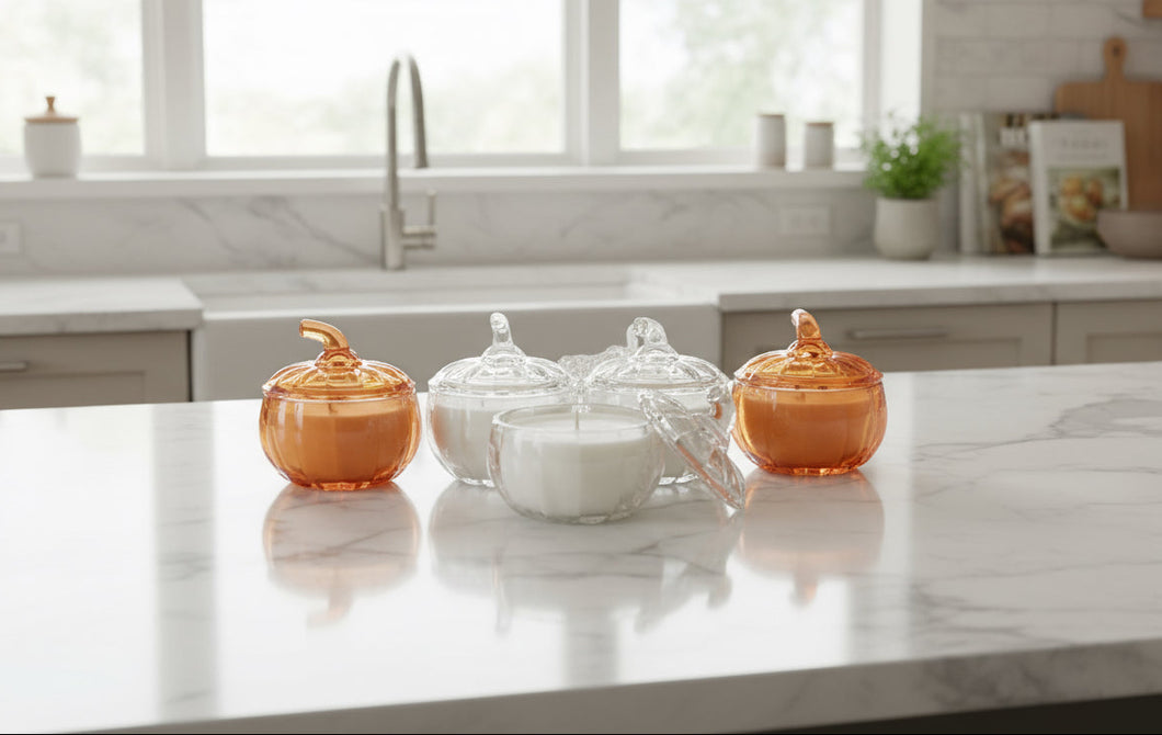 SALE - Glass Pumpkin Candles