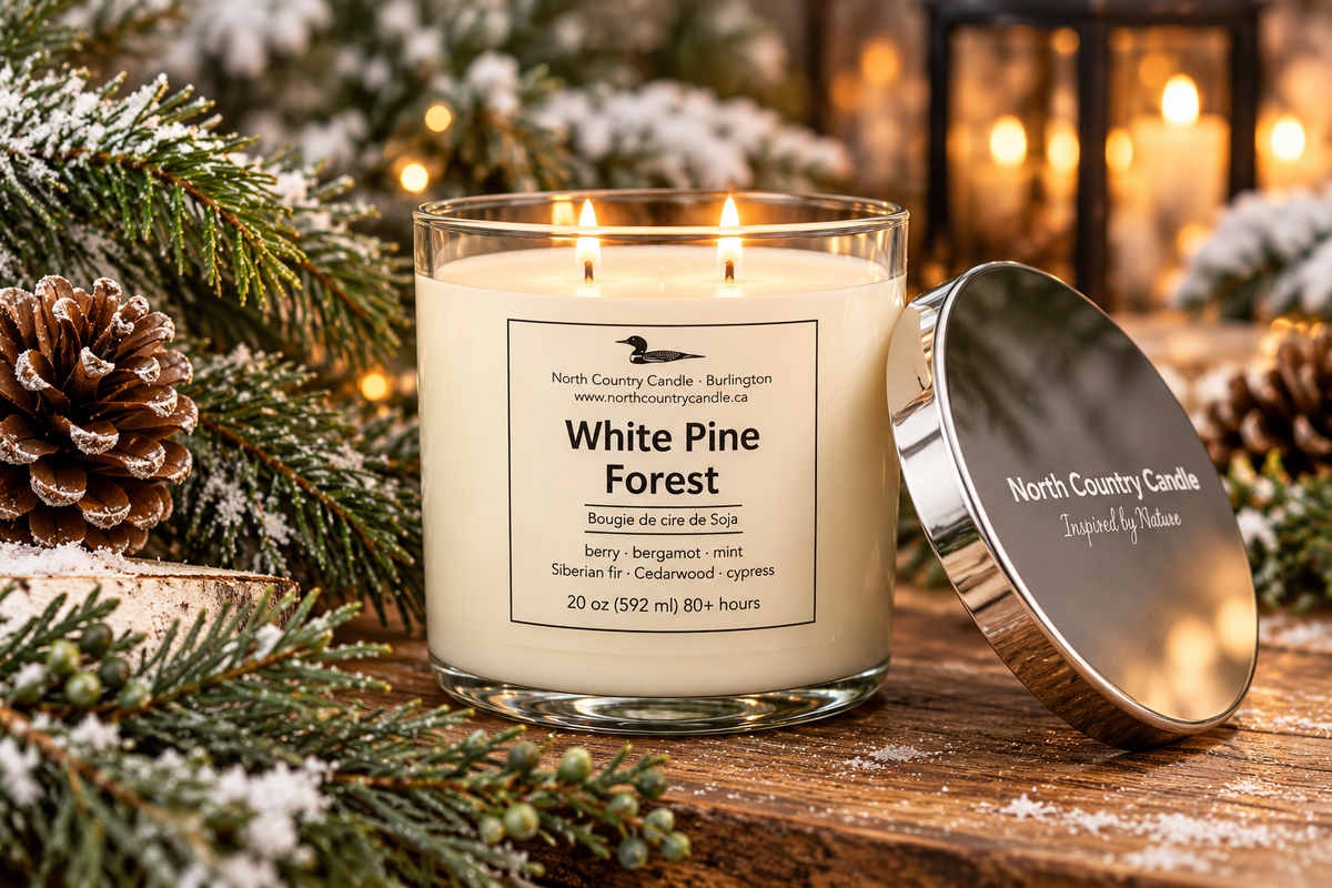 White Pine Forest | 20 oz Christmas Soy Wax Candle with Silver Mirror Lid