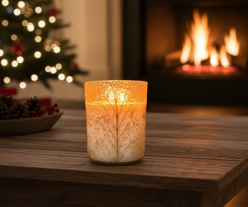 Gold Leaf Candle Holder - 5” x 4”