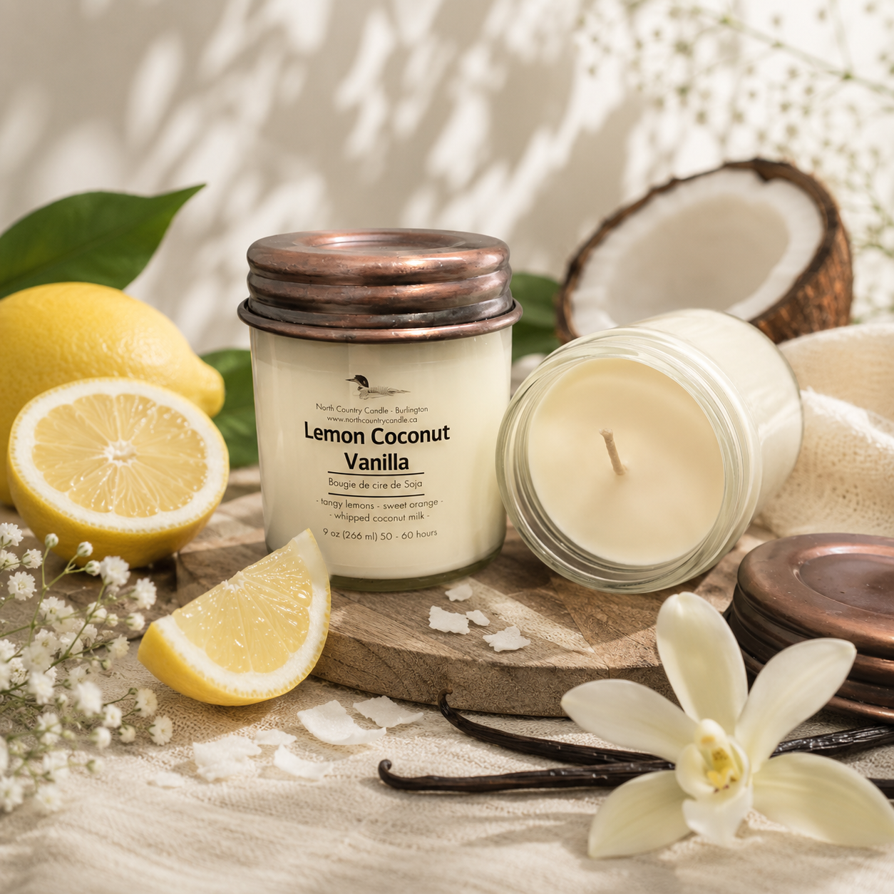 Lemon Coconut Vanilla - 9 oz Soy Candle
