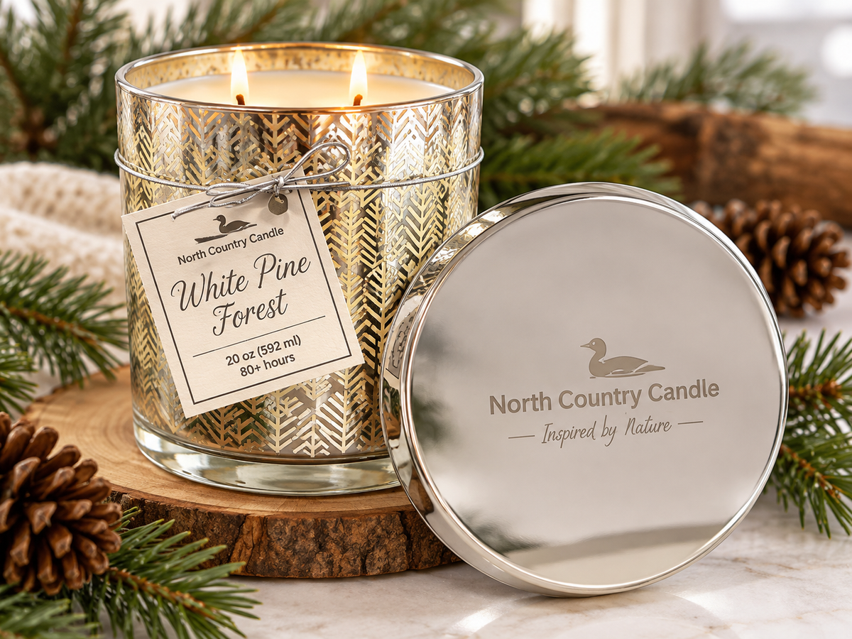 Silver Leaf Christmas 20 oz Soy Candles Silver Lid