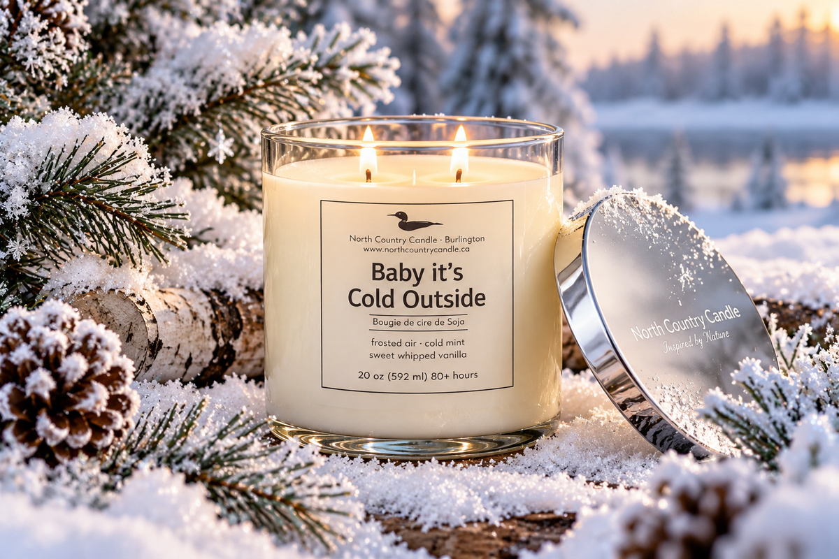 Baby it's Cold Outside - 20 oz Christmas Soy Candle with Silver Mirror Lid