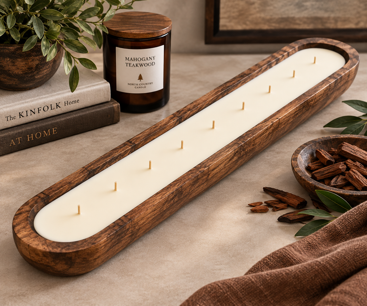 Mahogany Teakwood | 30 inch Dough Bowl Candle