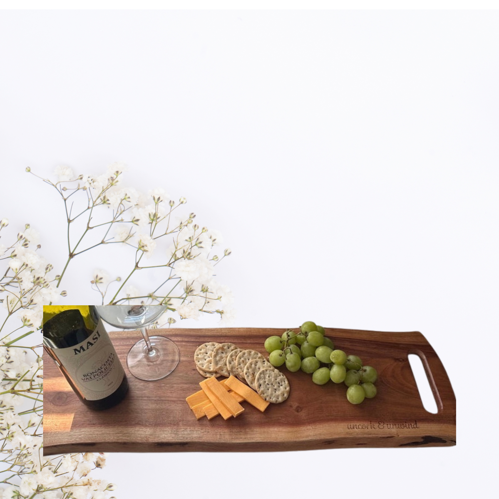 Double-handled 28 inch Acacia Wood Platter