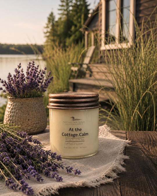 At the cottage dot calm 9 oz lavender scented soy candle