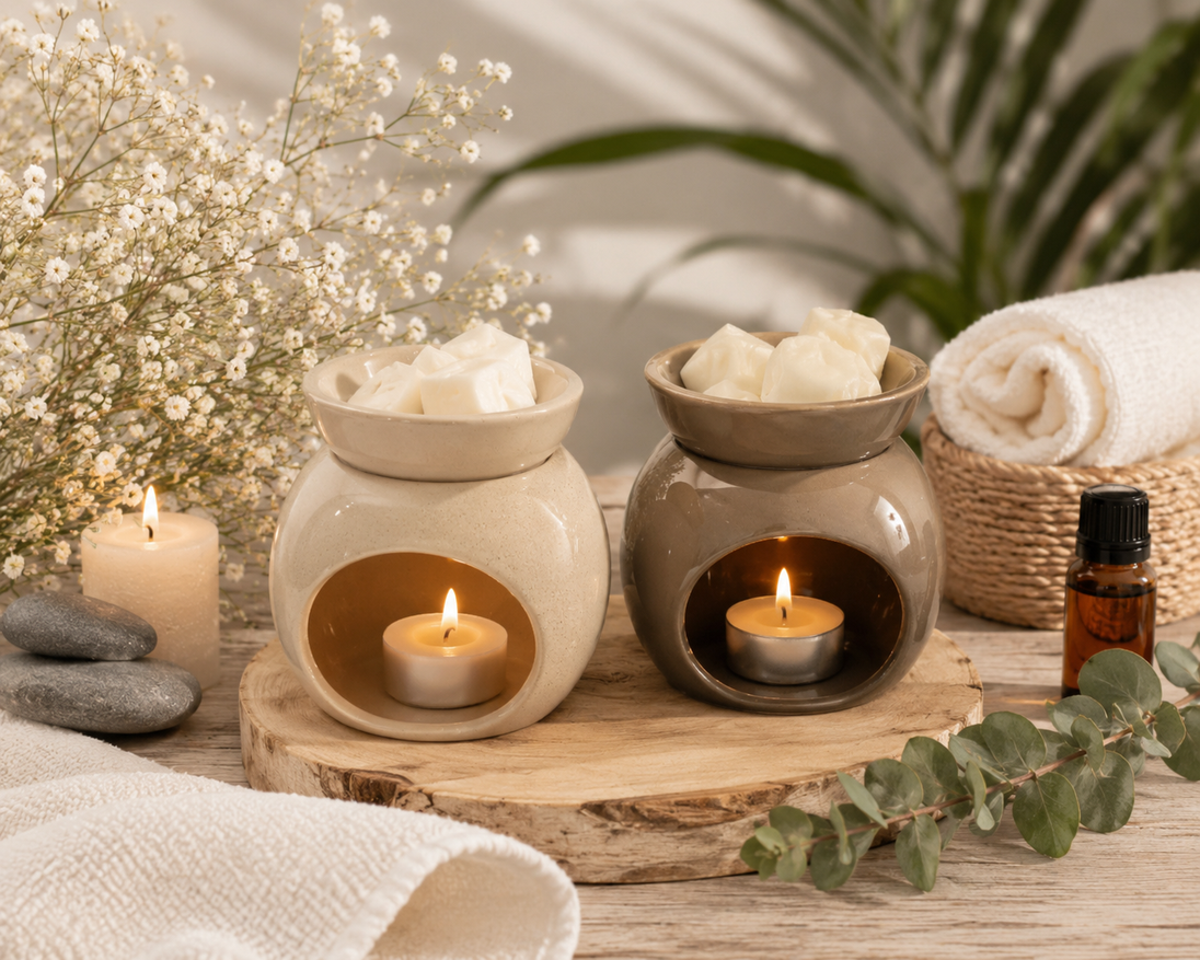 Ceramic brown and beige candle warmers