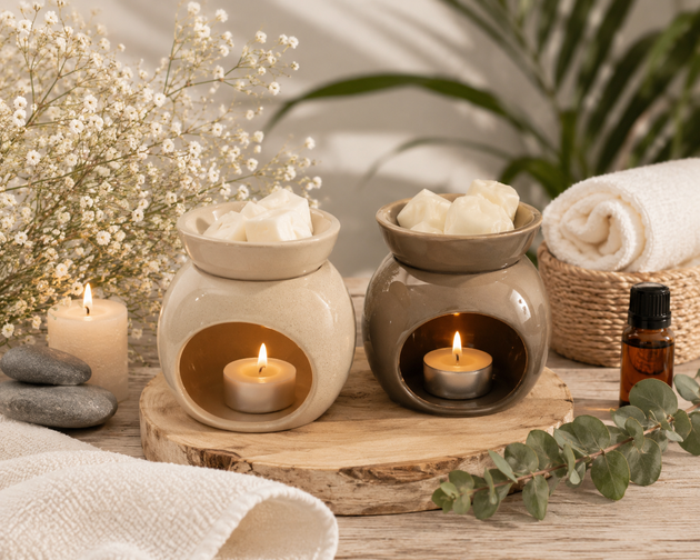 Ceramic brown and beige candle warmers