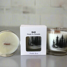 Load image into Gallery viewer, 10 oz Wood Wick Soy candle in whiskey glass with matching gift box
