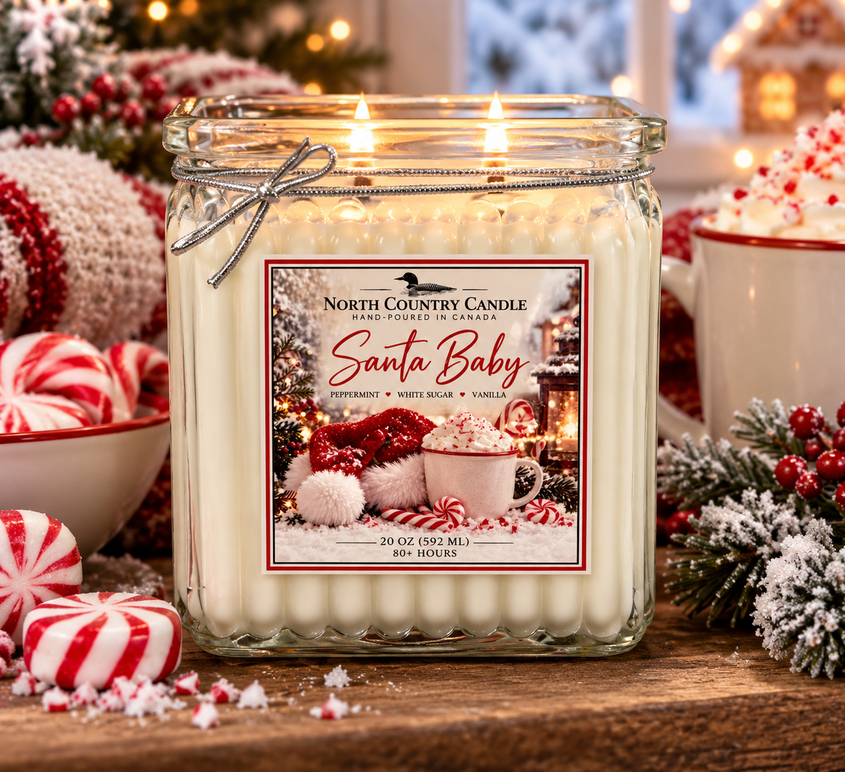 Santa Baby | 20 oz Christmas Ribbed Cube Candle