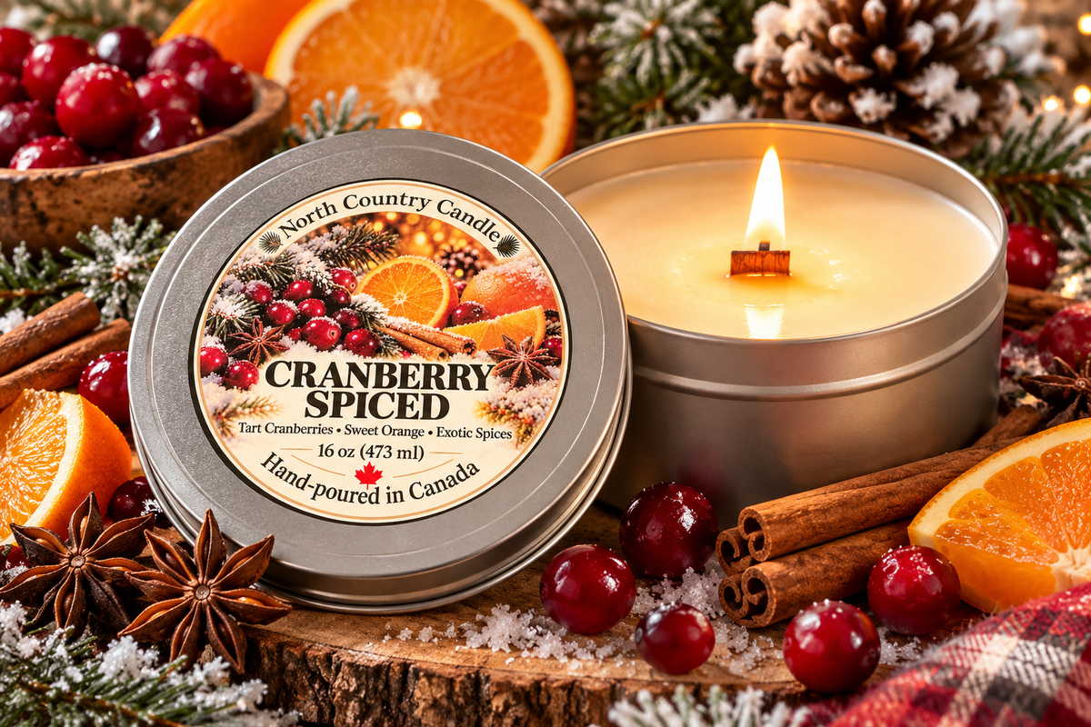 Cranberry Spiced | Christmas Wood Wick 16 oz Candle Tin