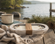 Distressed Dough Bowl Candle Lakeside Mornings