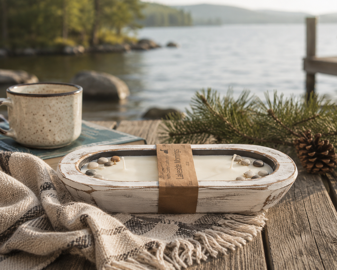 Distressed Dough Bowl Candle Lakeside Mornings