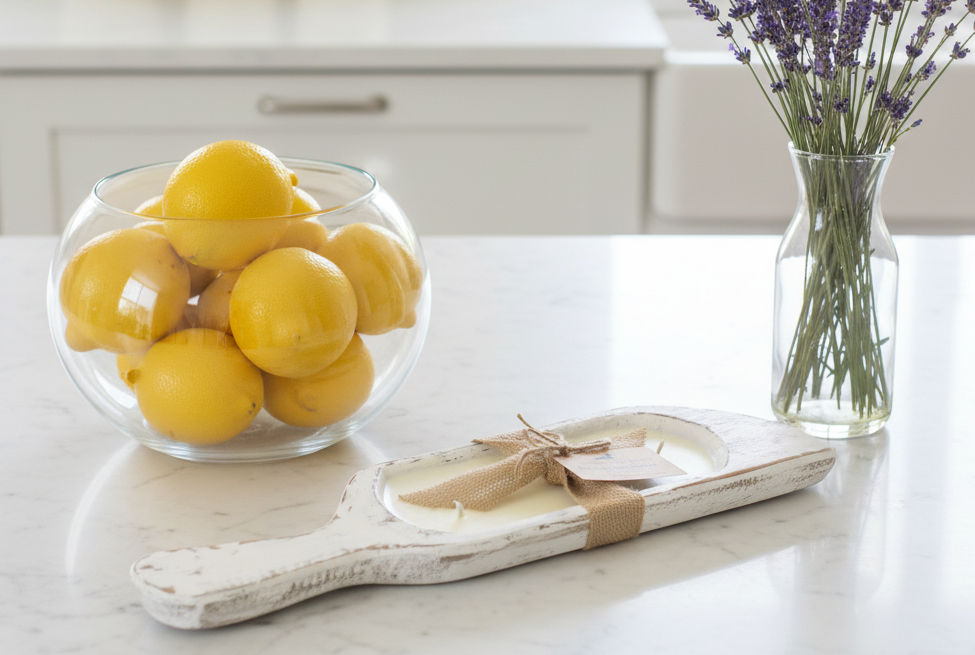 Distressed Linen Spoon Dough  Bowl-Lemon Lavender