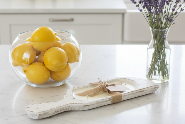 Distressed Linen Spoon Dough  Bowl-Lemon Lavender