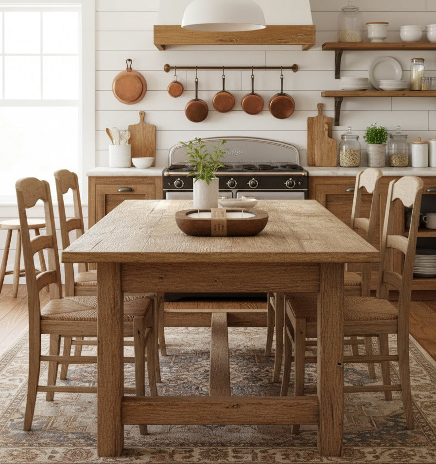 Farmhouse Kitchen -Oak Style Dough Bowl Candle