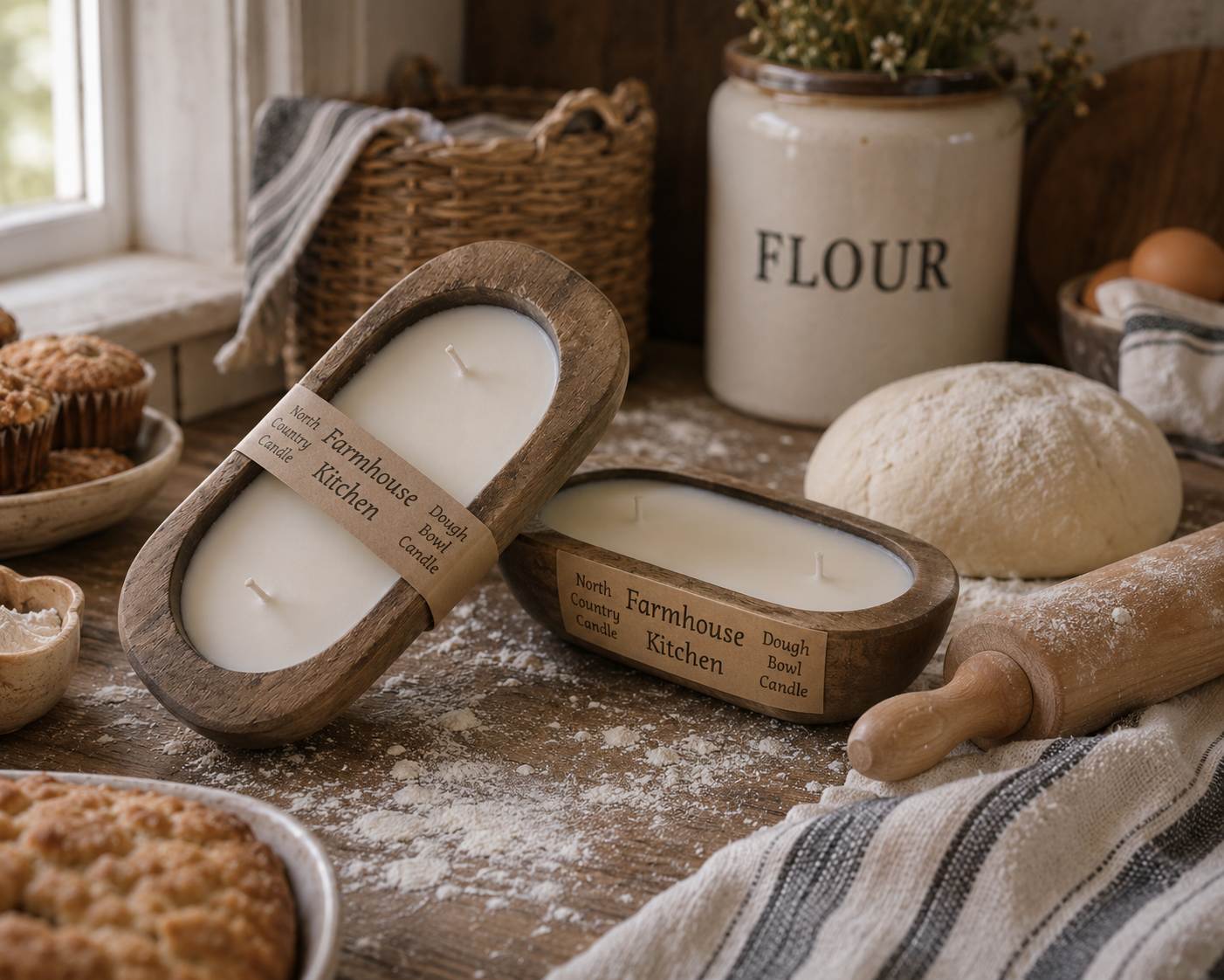 Farmhouse Kitchen Oak Style Dough Bowls