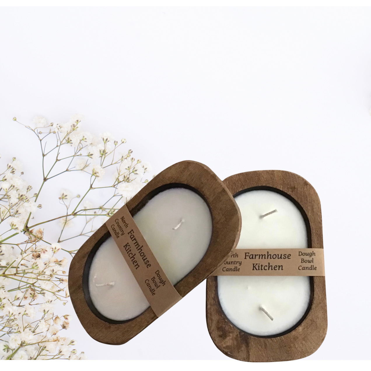 Farmhouse Kitchen Oak Style Dough Bowl Candle
