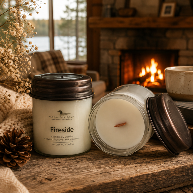 Fireside 9 oz Wood Wick Soy Wax Candle