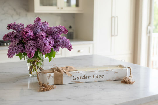 Garden Love - Distressed Candle Tray - Blooming Lilacs