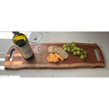 Load image into Gallery viewer, 28 inch double-handled Acacia Wood Platter
