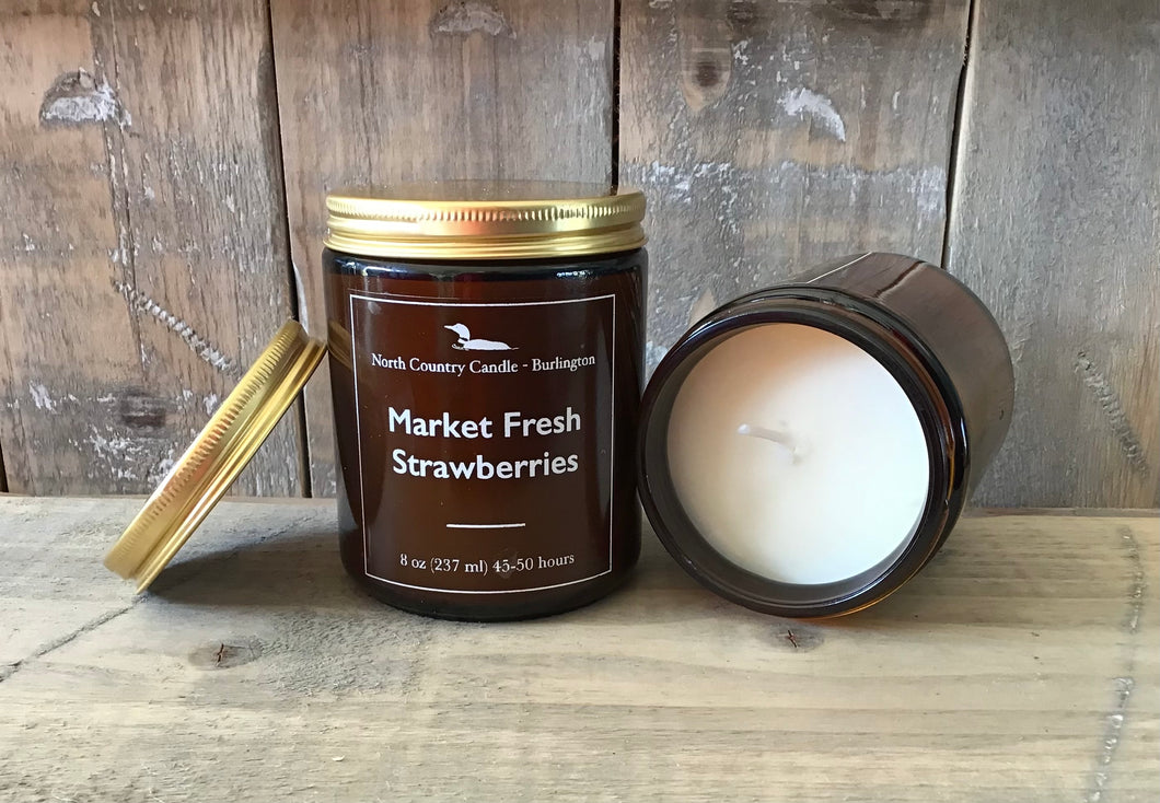 Market Fresh Strawberries - Amber Jar Soy Wax Candle