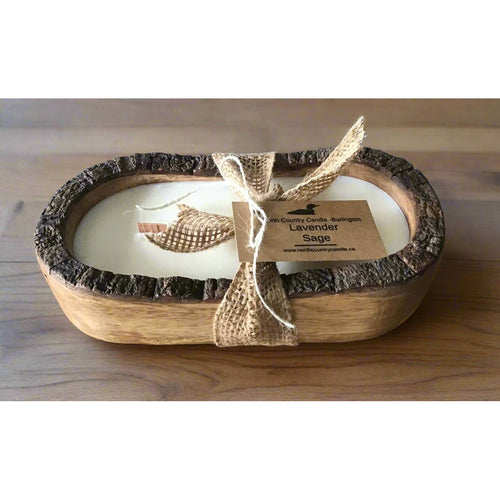 Live edge dough bowl candle with wood wicks