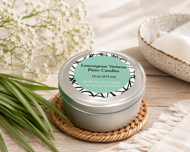 Lemongrass Verbena 16 oz Silver Tin Soy Candle