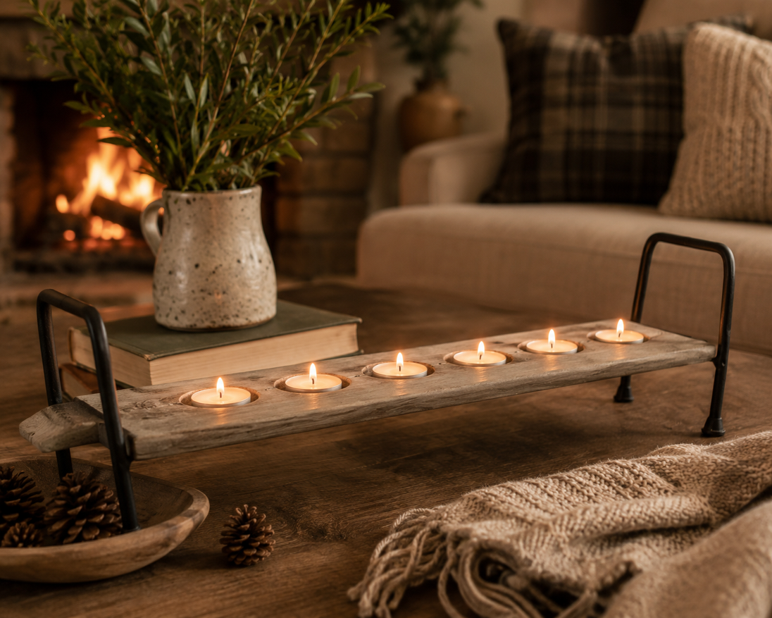 Mango Wood Tea Light Candle Tray