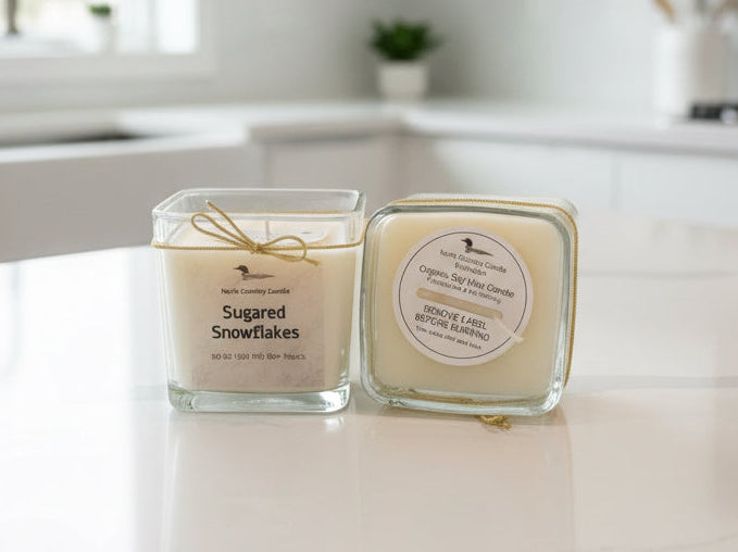 Sugared Snowflakes - 20 oz Cube Candle