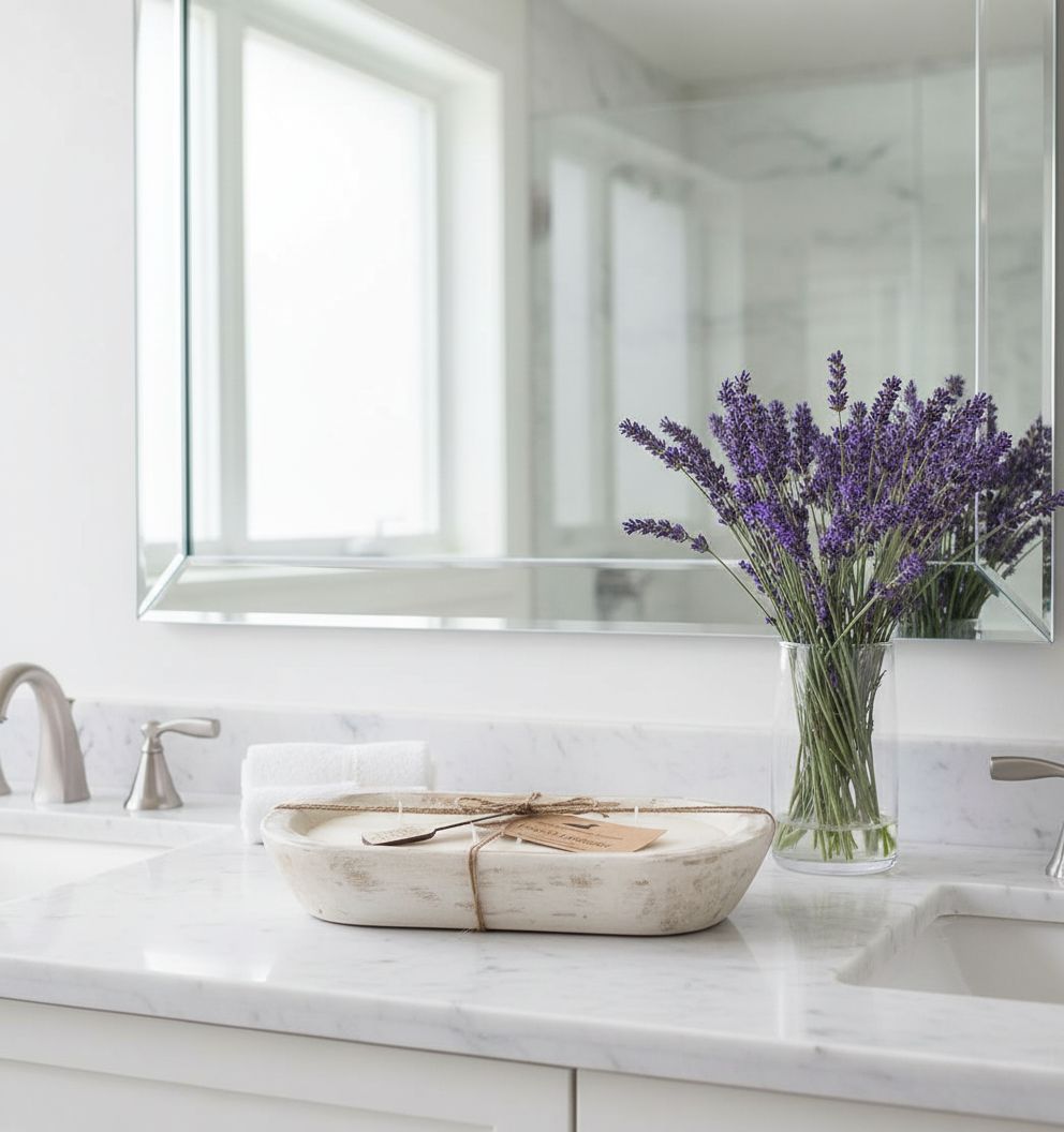 French Lavender Distressed Dough Bowl Candle