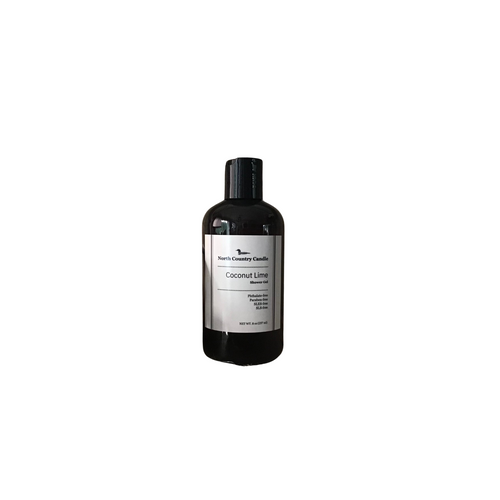 8 ozhower Gel in amber bottle with disc cap scented Coconut Lime