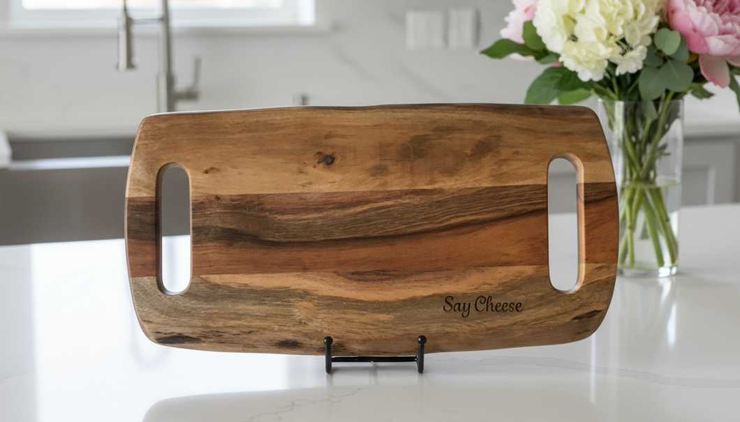 Acacia Wood Serving Platter - Say Cheese