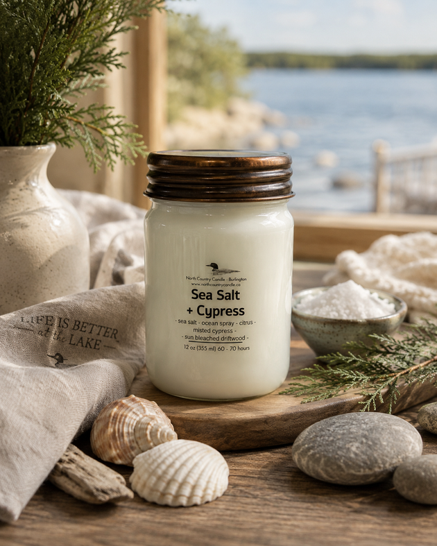 Sea Salt + Cypress 12 oz Soy Candle