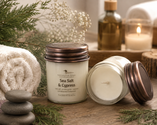 Sea Salt + Cypress 9 oz Soy Wax Candle