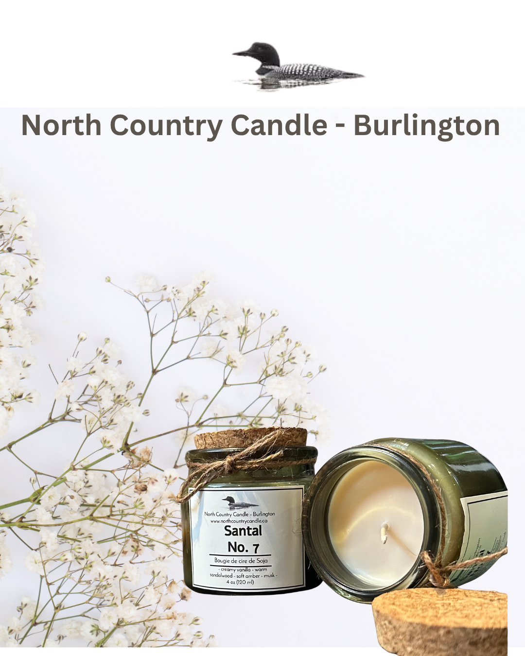 Santal No. 7 - 4 oz green cork top candles