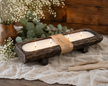 Wooden Log Dough Bowl Soy Candle