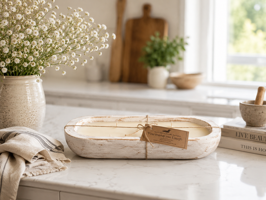 You Make Me Smile Distressed Dough Bowl Candle