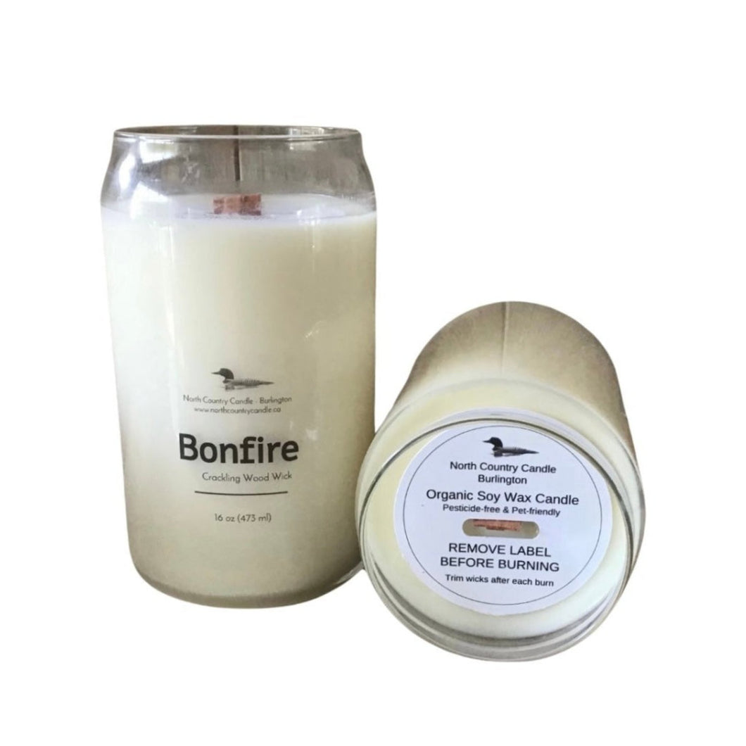 Bonfire - 16 oz Glass Candle -Wood Wick